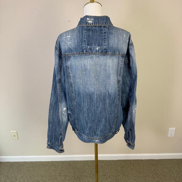 Parish Nation Y2K Distressed Denim Blue Jacket US Women's 2X Plus - Picture 2 of 7
